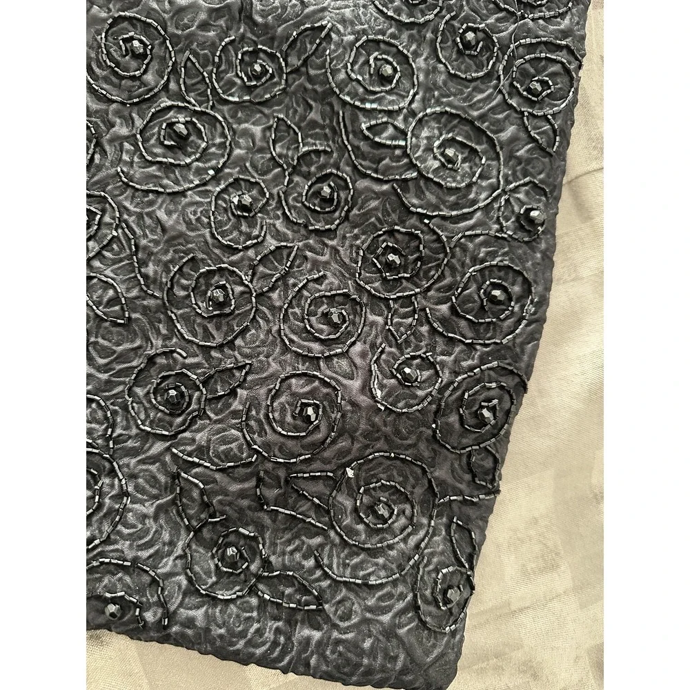 VTG Y2K Beaded Hobo Shoulder Bag Black Floral Boho Purse Embroidered Evening